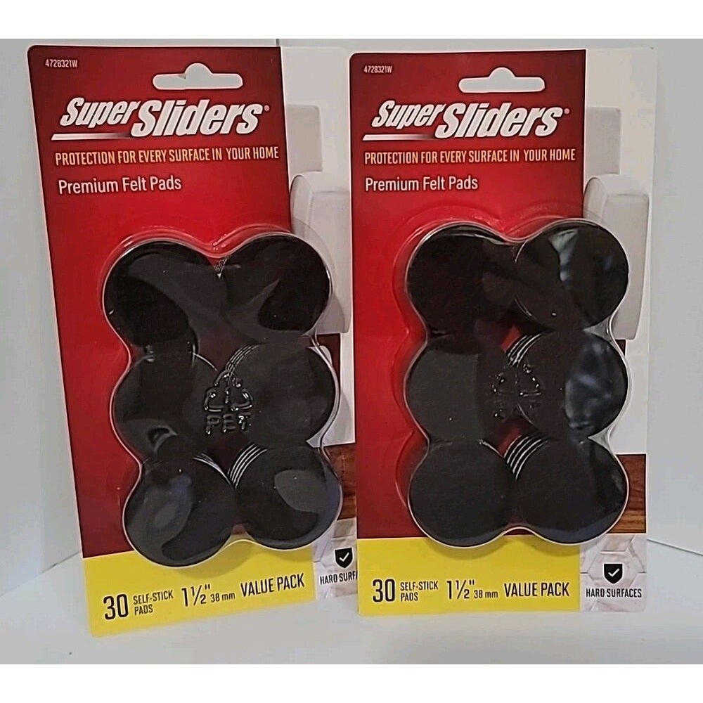 2 Packs Waxman 30pk 1-1/2”/ 38mm FELT PADS Brown SELF STICK Hard Surface 60 NEW